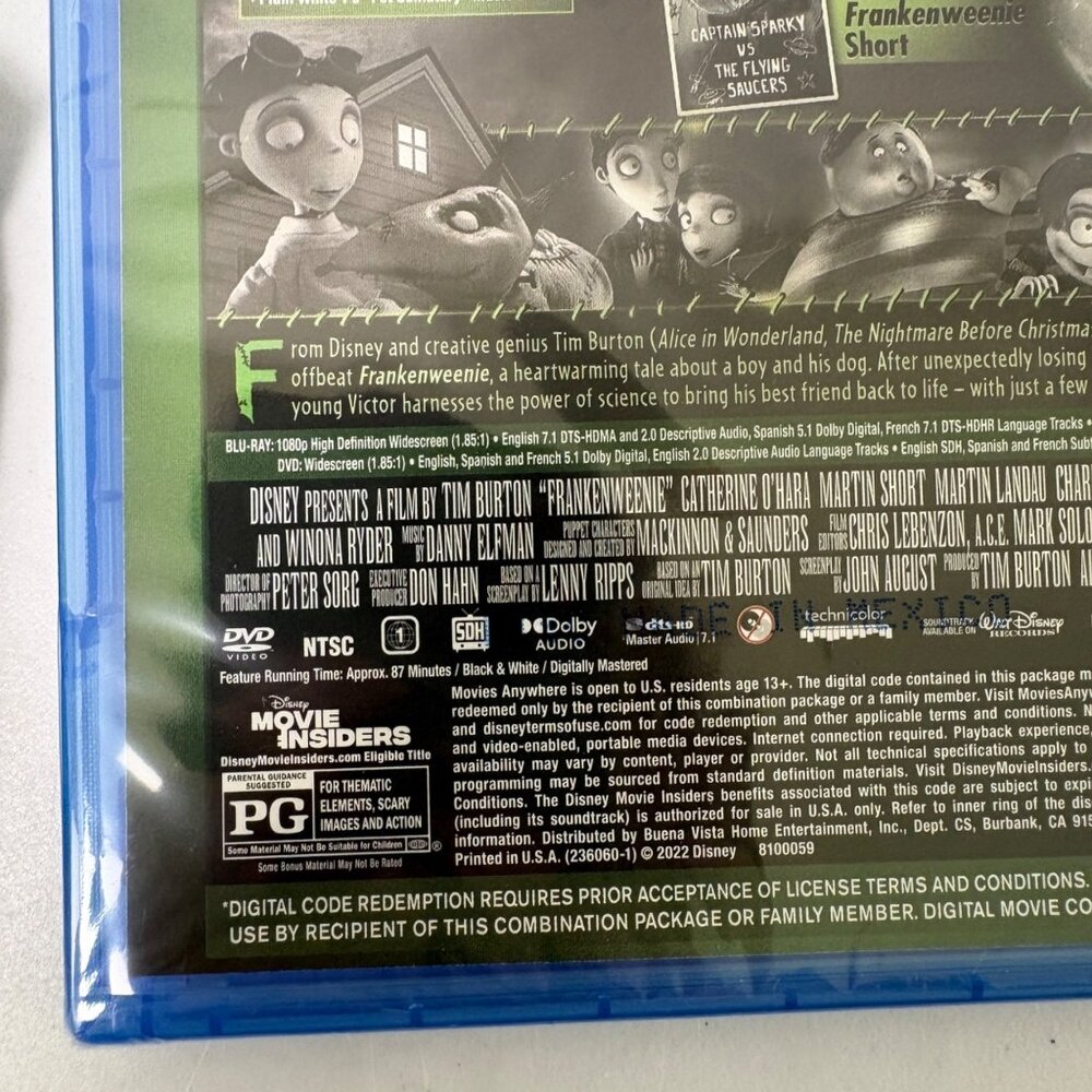 Frankenweenie Blu-ray DVD‎ Disney Movie Club Kids Family NEW Sealed - Picture 7 of 8